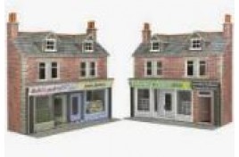 Low Relief Red Brick Shop Fronts Card Kit OO Scale